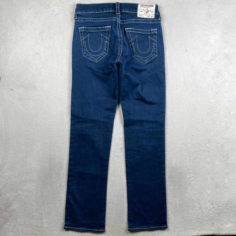 True Religion Ricky Jeans Mens 31x34 Relaxed Straight Dark Wash Blue No Flap